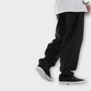 GIRL GIRL JEANS Baggy Relaxed Fit Skate Jeans in Washed Black Size 36